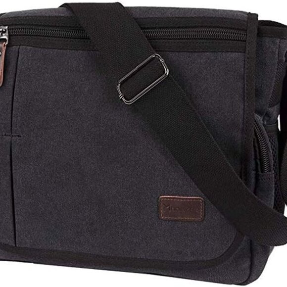 Messenger Bag for Men, 13 Inches Laptop Satchel Bags, Canvas Shoulder Bag with B - Picture 1 of 7